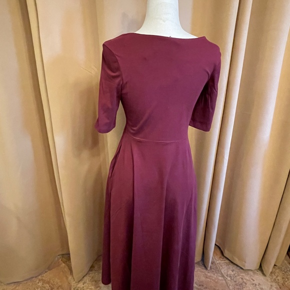 NEW! Pact Windsor Wine Fit & Flare Scoop Neck Midi Dress Size Small NWT! - Picture 5 of 10